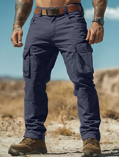  Herren Cargo-Hosen Cargohose Arbeitshosen Wanderhose Mehrere Taschen Gerader Schnitt Einfach Feuchtigkeitsableitend tragbar Volle Länge Outdoor Täglich Campen und Wandern Mode Streetwear Schwarz