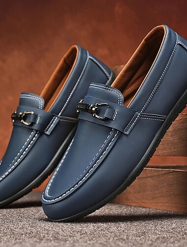  Herren Loafer & Slip On Komfort-Loafer Penny Loafers PU Leder Atmungsaktiv Bequem Rutschfest Loafer Blau