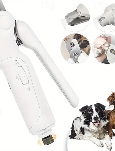  2 w 1, obcinacz do pazurów zwierząt z diodą LED i szlifierka dla psów i kotów - osłona bezpieczeństwa ładowana przez USB, cicha, wytrzymała - profesjonalne narzędzie do pielęgnacji zwierząt