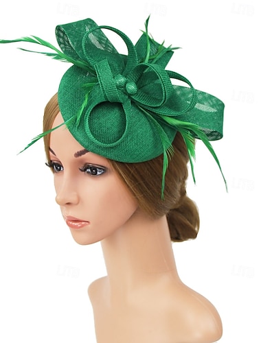  fascinators Polyesteri Fedorahoed Slappe hoed Sluier Hoed Bruiloft Teaparty Kentucky Derby Paardenrace Damesdag Elegant Vintage Eenvoudig Met Veer Pure Kleur Helm Hoofddeksels