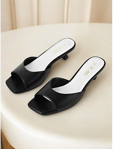  sandali da donna classici con tacco a gattino e punta aperta – eleganti sandali slip-on per l'ufficio e le feste