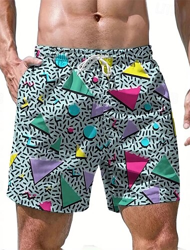  Men's Swim Trunks Swim Shorts Board Shorts Bottoms Drawstring with Pockets Swimming Surfing Beach Water Sports Printed Summer Spring