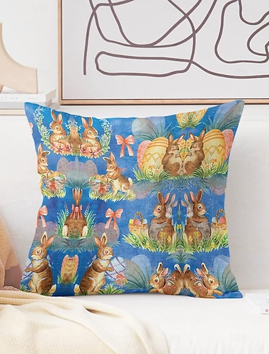  Paas Konijn Eieren Decoratieve Gooi Kussenshoes 1PC Zacht Vierkant Bank Kussenhoes Kussenhoes voor Slaapkamer Woonkamer Bank Stoel
