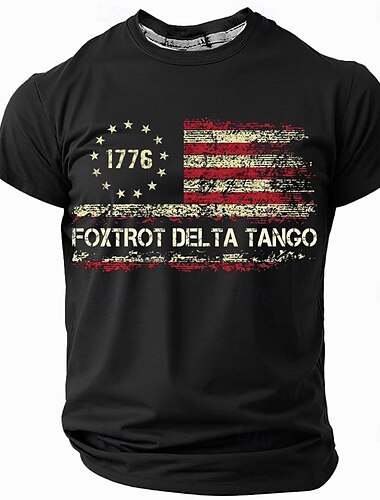  Homme Drapeau Américain 1776 T-shirt Manche Courte T-shirt Impression 3D Col ras du cou Chemise Quotidien Militaire Rue Quotidien Noir Bleu Vert Été Printemps Vêtement Tenue S M L XL XXL XXXL