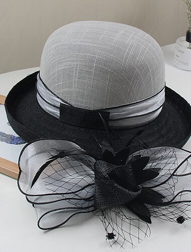  Peça para Cabeça Linho Artificial Casamento Festa de Noite Elegante Casamento Com Flor Capacete Chapéu