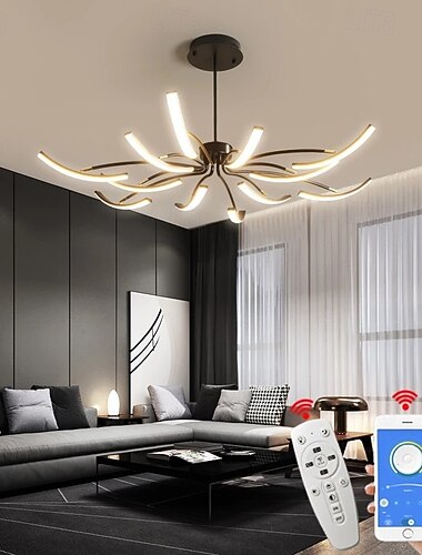  moderní LED závěsné světlo diy design nastavitelné světlo 3000k-6500k s retomem cotrol černé závěsné nastavitelné závěsné světlo vhodné do jídelen obývací pokoje ložnice kuchyně pracovny