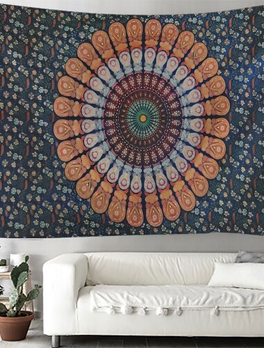  Mandala Bohemian hängender Wandteppich Wandkunst großer Wandteppich Wanddekoration Fotohintergrund Decke Vorhänge Wohnraum Schlafzimmer Wohnzimmer Dekoration Blau