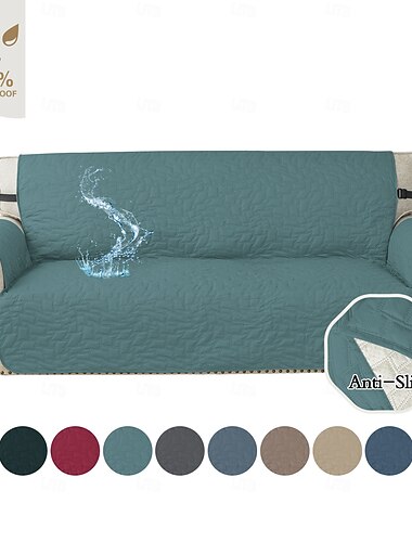  wasserdichte Sofaabdeckung für Kissencouch Sofaabdeckung für Hunde wasserfeste Möbelschutzabdeckung mit Schaumstoffstäben elastische Bänder für Haustierkatze