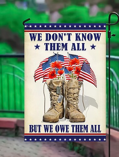  4. Juli Veteranentag Gartenflagge 12 x 18 Zoll Gartenfahnen Unabhängigkeitstag Gedenktag kleine Gartenfahnen für außen Outdoor-Fahnen Urlaubs-Gartenfahnen für alle Jahreszeiten