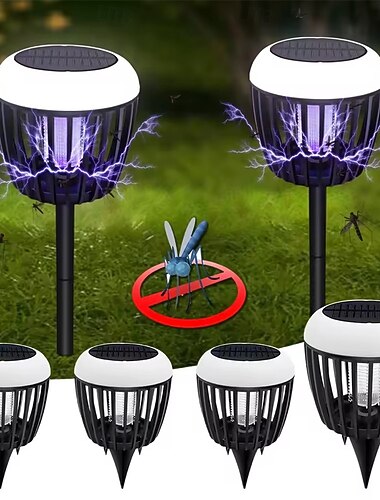  led solcellelys bug zapper myggdreperlampe utendørs gårdsplass hage utendørs oppladbar belysning myggdreperlampe vanntett myggfelle myggavstøtende enhet 1 stk.