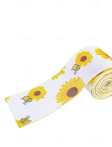  decor cadou pentru ziua albinelor gnom model albine și floarea soarelui  & polka imprimat colorat - lenjerie cu puncte - panglici țesute din țesătură texturată