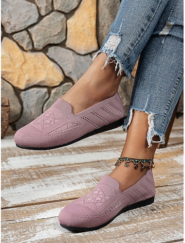  scarpe basse slip-on flyknit da donna – scarpe casual leggere e traspiranti per camminare e per l'uso quotidiano