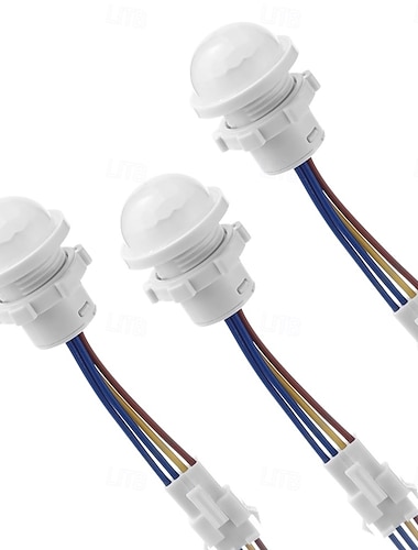  Interruptor de luz con sensor de movimiento LED, sensor PIR, detección infrarroja, 110-240 V, montaje en pared o techo, interruptor de luz inteligente para lámpara LED doméstica, 3 unidades