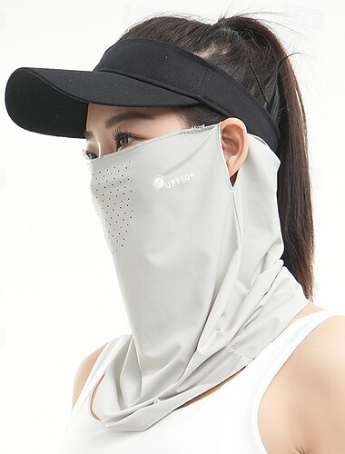  UV-Schutz-Gesichtsmaske für Damen, kühlender Halswärmer aus Eisseide für den Sommer mit Ohrschlaufen, atmungsaktiver Sonnenschutz-Gesichtsschutz für Radfahren, Wandern und Angeln im Freien