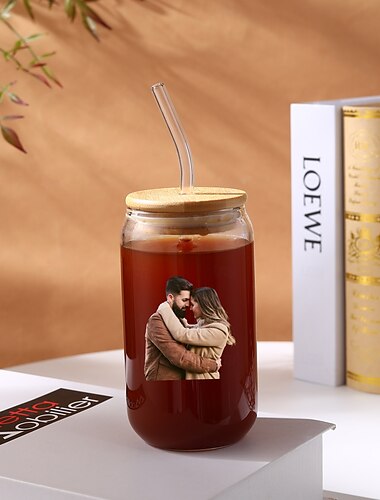  personalisierte Fotoglasdose, individueller Getränkebecher für Familie, Partner und Freunde, Geschenk zum Muttertag, Valentinstag, Weihnachten, Geburtstag, Jahrestag, perfekt für heiße und kalte