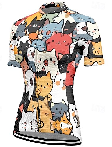  Women's Cycling Jersey Short Sleeve Bike Tee Tshirt Jersey with 3 Rear Pockets Mountain Bike MTB Breathable Quick Dry Anatomic Design Wicking Black White Dark Purple Cat Sports Clothing Apparel