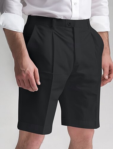  Men's Shorts Dress Shorts Bermuda shorts Pocket Straight Leg Plain Comfort No-Iron Knee Length Office Business Daily Elegant Fashion Black White