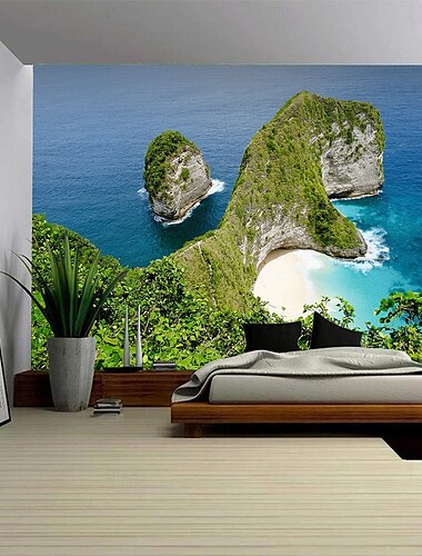  Tapiz Colgante Vista Océano Arte de Pared Gran Tapiz Mural Decoración Fotográfica Fondo Manta Cortina Decoración para el Hogar Dormitorio Sala de Estar