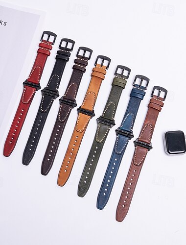  Kožená kapela Kompatibilní s Řemínek k hodinkám Apple Watch 38 mm 40 mm 41 mm 42 mm 44 mm 45 mm 49 mm Nastavitelný Ženy muži Pravá kůže Náhradní pásek na hodinky pro iwatch Ultra 2 Series 9 8 7 SE 6