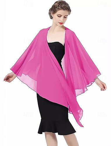  Schals Damen Wickel Bolero Shrug Mäntel/Jacken Eleganter Sonnenschutz Langarm Chiffon Hochzeitswickel mit reiner Farbe für den formellen Frühling &Herbstkleid zum Beeindrucken 2025