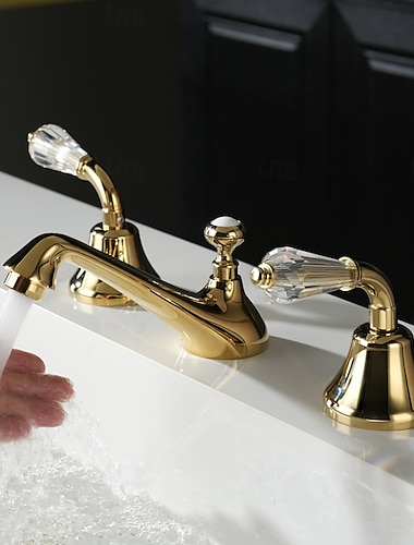  Baño grifo del fregadero - Separado Galvanizado Muy Difundido Dos asas de tres agujerosBath Taps