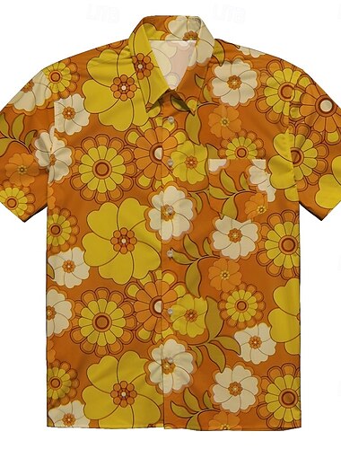  Rétro Vintage Années 1970 Chemise Chemise Aloha Hippie Disco Fleuri Marguerite Homme Mascarade Vacances Soirée Défilé de la Fierté Adulte Chemise