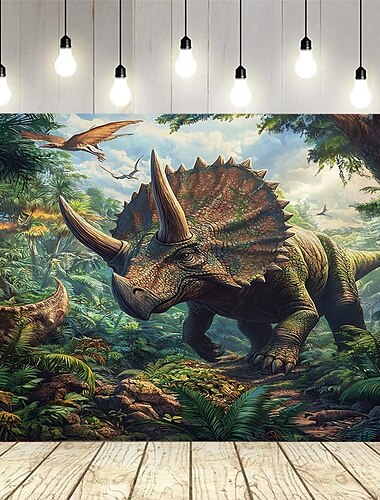  Ein Wald Dinosaurier Wandteppich Wandkunst große Wandteppich Wandbild Dekor Fotografie Hintergrund Decke Vorhang Haus Schlafzimmer Wohnzimmer Dekoration