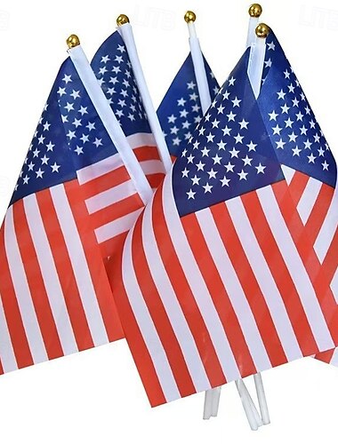  1 Stück US Amerikanische Stickflaggen Kleine Mini USA Hand gehaltene Flaggen 4. Juli Dekoration Veteranenfeier Gedenktag