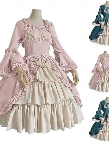  Rétro Vintage Gothique Lolita Rococo Robe Trompette Manche Dentelle Nœud Femmes Mascarade Mascarade Soirée & Fête Carnaval de Venise Adulte Robe