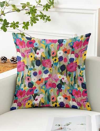  Gemalte Blumen Dekorative Kissenbezüge 1 Stück Weicher quadratischer Sofakissenbezug Kissenbezug für Schlafzimmer Wohnzimmer Sofa Stuhl