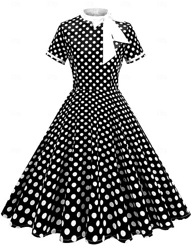  Retro Vintage 1950er Kleid Swing-Kleid Tupfen Damen Karneval Maskerade Alltagskleidung Junggesellinnenabschiedsparty Erwachsene Kleid Abschlussballkleider