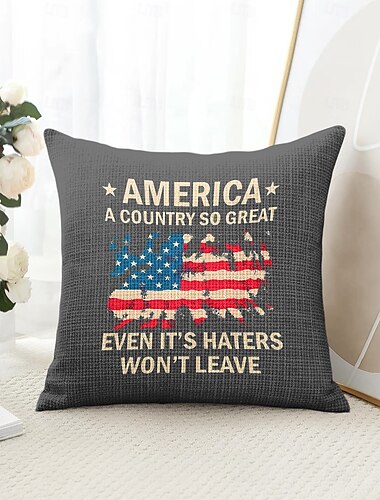  Amerikanische Dekorative Wurfkissenbezüge 1PC Unabhängigkeitstag Weiches Quadrat Sofakissen Case Kissenbezug für Schlafzimmer Wohnzimmer Sofa Stuhl Veteranengeschenk