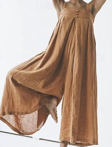  Dames Normaal Jumpsuit Streetwear Effen Kleur Mouwloos Vierkante hals Blote rug Straat Dagelijks Normale pasvorm Blozend Roze Marine Blauw Khaki Zomer