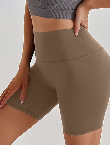  Damen Fitnessshorts Yogashorts Trainingsshorts Bauchkontrolle Po-Lifting Hohe Taille Yoga Fitnesstraining Pilates Shorts Marineblau Schwarz Kaffee Spandex Sport Sportkleidung Dehnbar Schlank