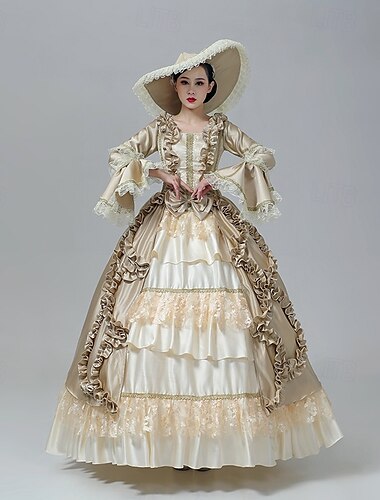  ancien Rococo Renaissance Maxi Robe Juliette Princesse Reine Elizabeth Plissé Volanté Princesse Col carré Normal Femmes Halloween Carnaval Mascarade Performance Soirée Halloween Adultes Toutes saisons