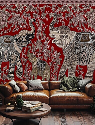  Ethnischer Elefant Hängetapisserie Wandkunst Große Wandteppich Wandmalerei Dekor Fotohintergrund Decke Vorhang Wohn Schlafraum Wohnzimmerdekoration