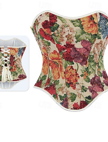  Rococo Overbust Corset Masquerade Overbust Corset Cosplay Tummy Control Push Up Jacquard Jacquard Women's Royal Masquerade Party Carnival of Venice Adults' Corset