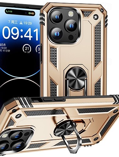  هاتف غطاء من أجل iPhone 17 Pro Max 17 Air 16 15 14 Pro Max Plus 13 12 11 Pro Max غطاء خلفي حامل الخاتم مغناطيس ضد الصدمات مكتب  /  الأعمال TPU الكمبيوتر الشخصي