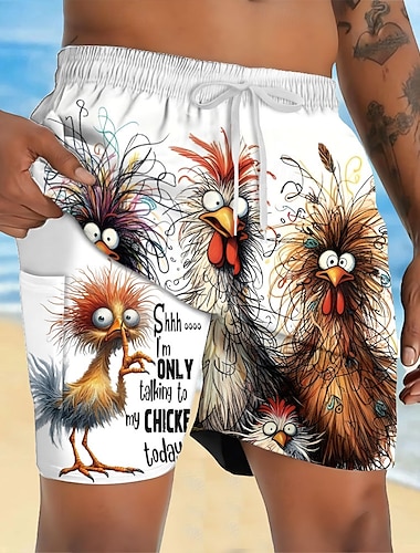  Herr Djur Brud Rolig Fodrade shorts 2 i 1 simshorts Badshorts Medium Midja Hawaiisk Semester Helgdag Standkläder Sidfickor Med kompressionsfoder Elastisk dragsko i midjan Designer Kläder