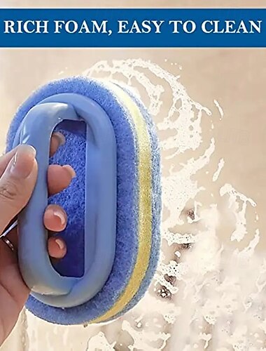  Brosse de nettoyage en plastique avec poignée, brosse éponge, cuisine, salle de bain, carrelage en céramique, décontamination, baignoire, brosse de nettoyage