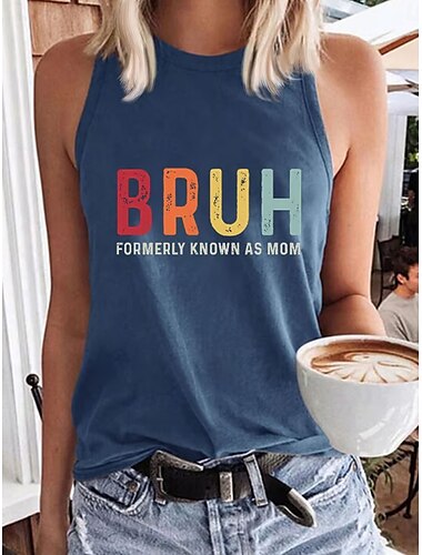  Muttertag Damen-Camisole Tank Top Grafik Buchstabe Stylisch Casual Ärmellos Rundhals Reguläre Oberteile täglicher Druck Schwarz Weiß Pink Blau Sommer