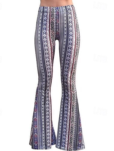  Retro Vintage 1960er Hippie Lange Länge Kumpel Funk Schlaghosen Hippie Disco Druck Tailliert und ausgestellt Damen Karnevalskostüm Karneval Alltagskleidung Pride Parade Pride-Monat Erwachsene Hose