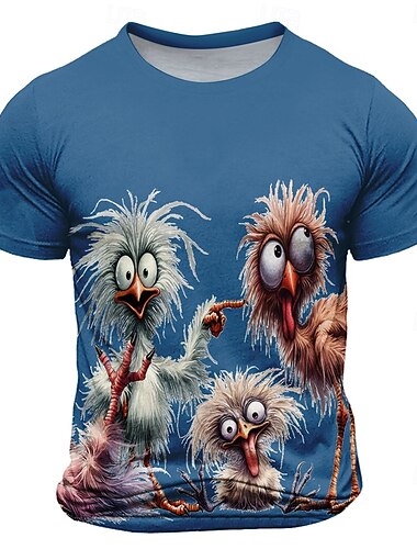  Herren Tiermotiv Lustig T Shirt Kurzarm T-Shirt 3D-Druck Rundhalsausschnitt Hemd Übertrieben Designer Party Ferien Schwarz Weiß Blau Sommer Frühling Bekleidung S M L XL XXL XXXL