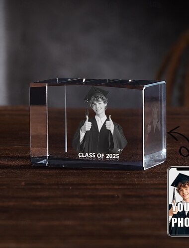  gepersonaliseerd afstudeercadeau op maat 3d gegraveerde kristallen foto klas van 2025 afgestudeerde inspirerende geschenken rechthoekige holografische laserfotodecoratie