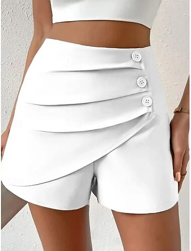  Kvinnors Shorts Chinos Mode Streetwear Kort Hög Midja Enfärgad Bekväm Mjuk Komfortabel Mikro-elastisk Utomhus Gata Kamel Svart Vit Grön Sommar Vår Regular Fit
