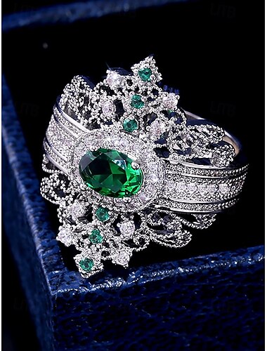  Vintage-Ring mit Smaragdkrone für Damen – eleganter, königlich inspirierter Schmuck für Verlobungen, Hochzeiten und besondere Anlässe