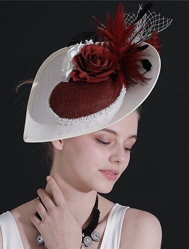  Helm Veren Sinamay Bruiloft Avond Feest Elegant Bruiloft Met Veer Helm Hoofddeksels