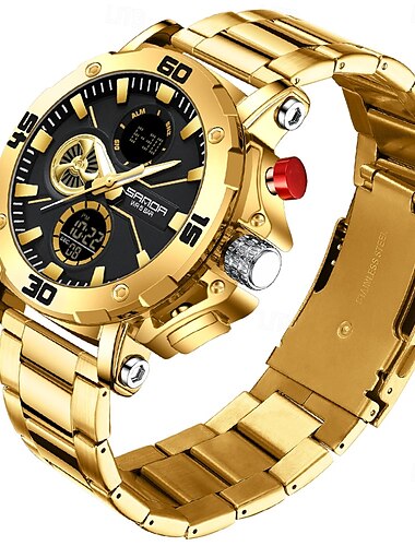  SANDA Herre Digital klokke Stor urskive Sport Forretning Armbåndsur Selvlysende Vekkerklokke Kalender Dato Silikon Klokke