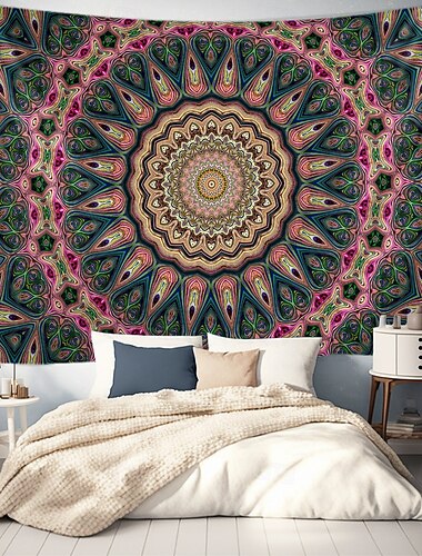  Mandala Bohemian hängender Wandteppich große Wandteppich Wanddekoration Fotohintergrund Decke Vorhang Zuhause Schlafzimmer Wohnzimmer Dekoration Blau