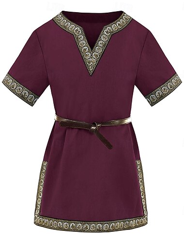  Middeleeuws Renaissance 17e eeuw Hemd Tuniek Ren Faire Ranger Elf Boogschieten Effen Kleur Jongens Viking Fantasie Halloween Maskerade LARP Kinderen Hemd Alle seizoenen